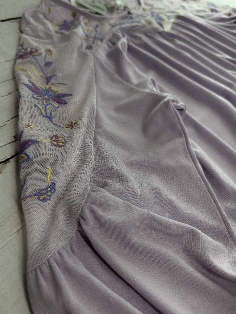 Cupio Embroidered Mesh Blouse XL Lavender Boho Peasant Top NWT - Picture 4 of 9